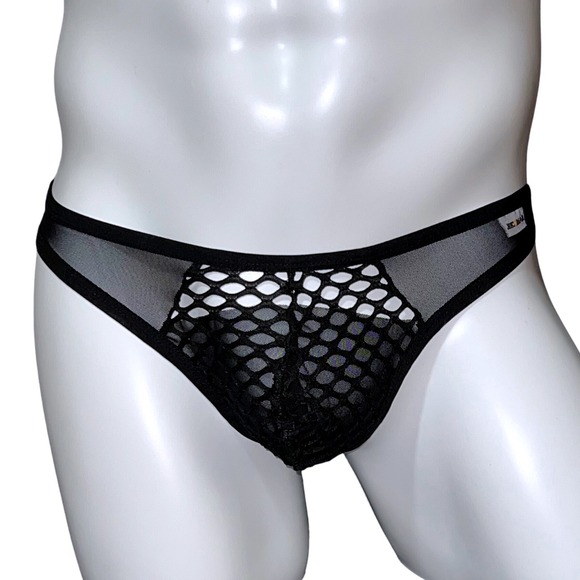 Jockmail Other - Jockmail‎ Mesh Fishnet Sheer Thong Black Size L (30-32) JM220 NWT